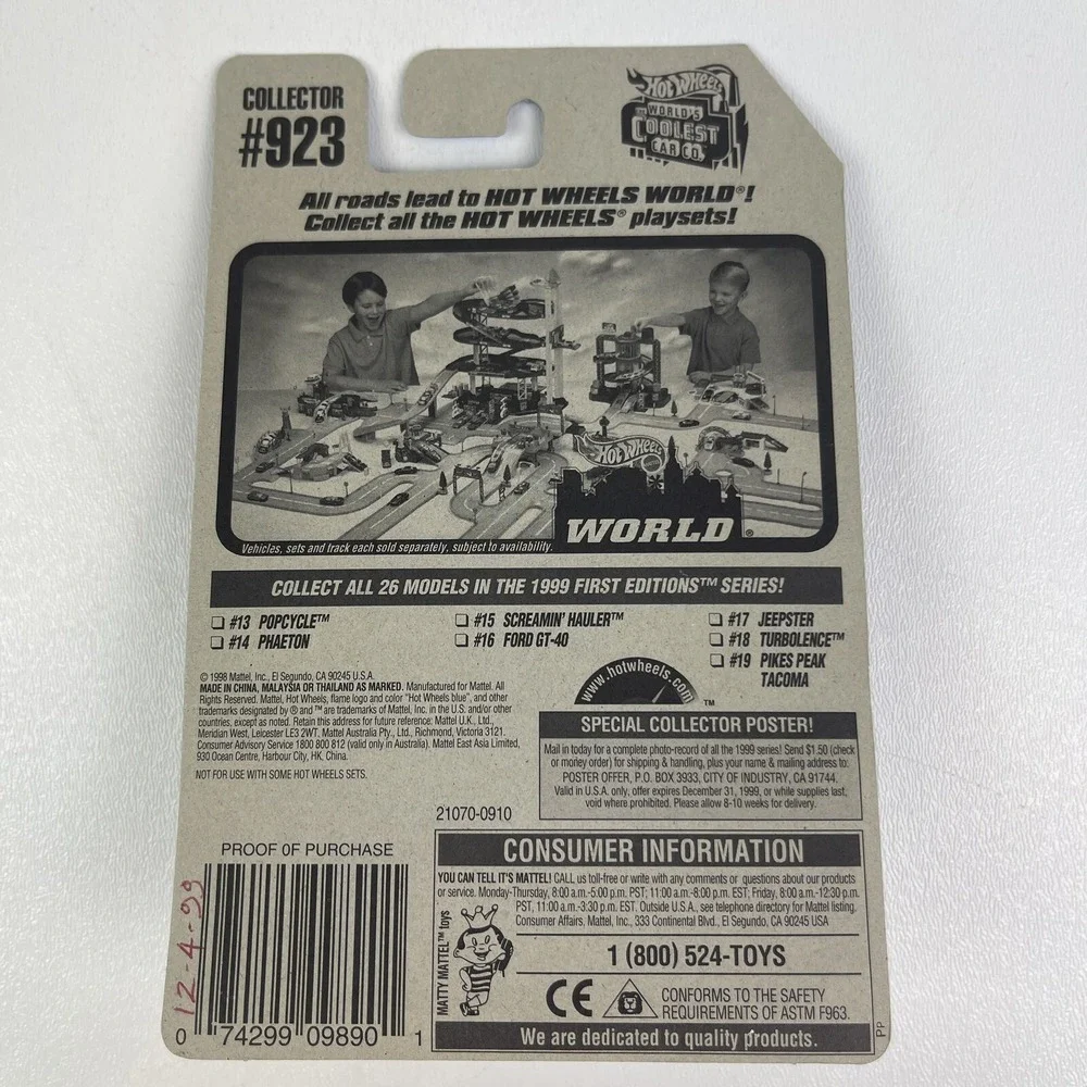 Hot Wheels 1999 First Editions Series Turbolence Black 923